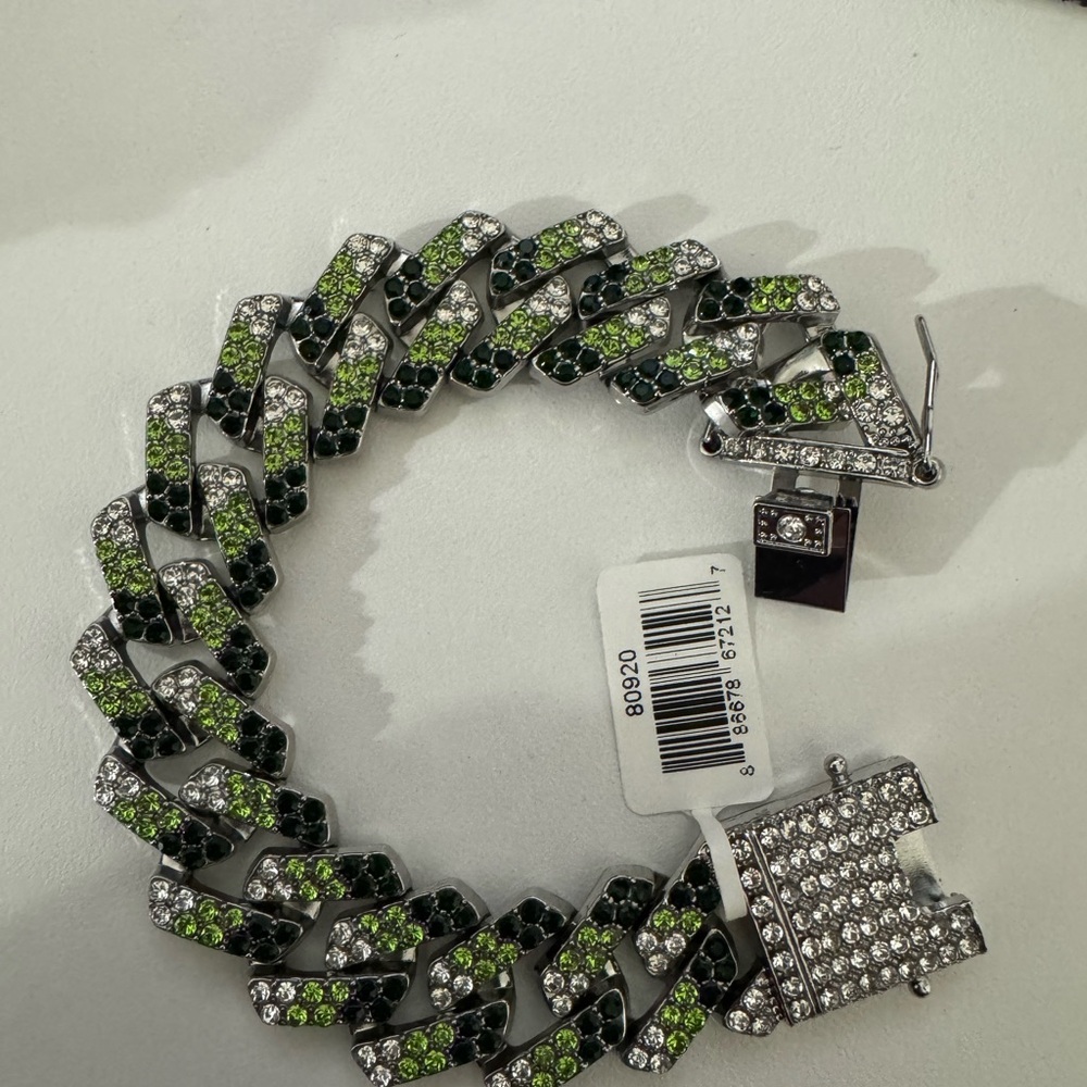 Invicta Green and Silver Chain Bracelet